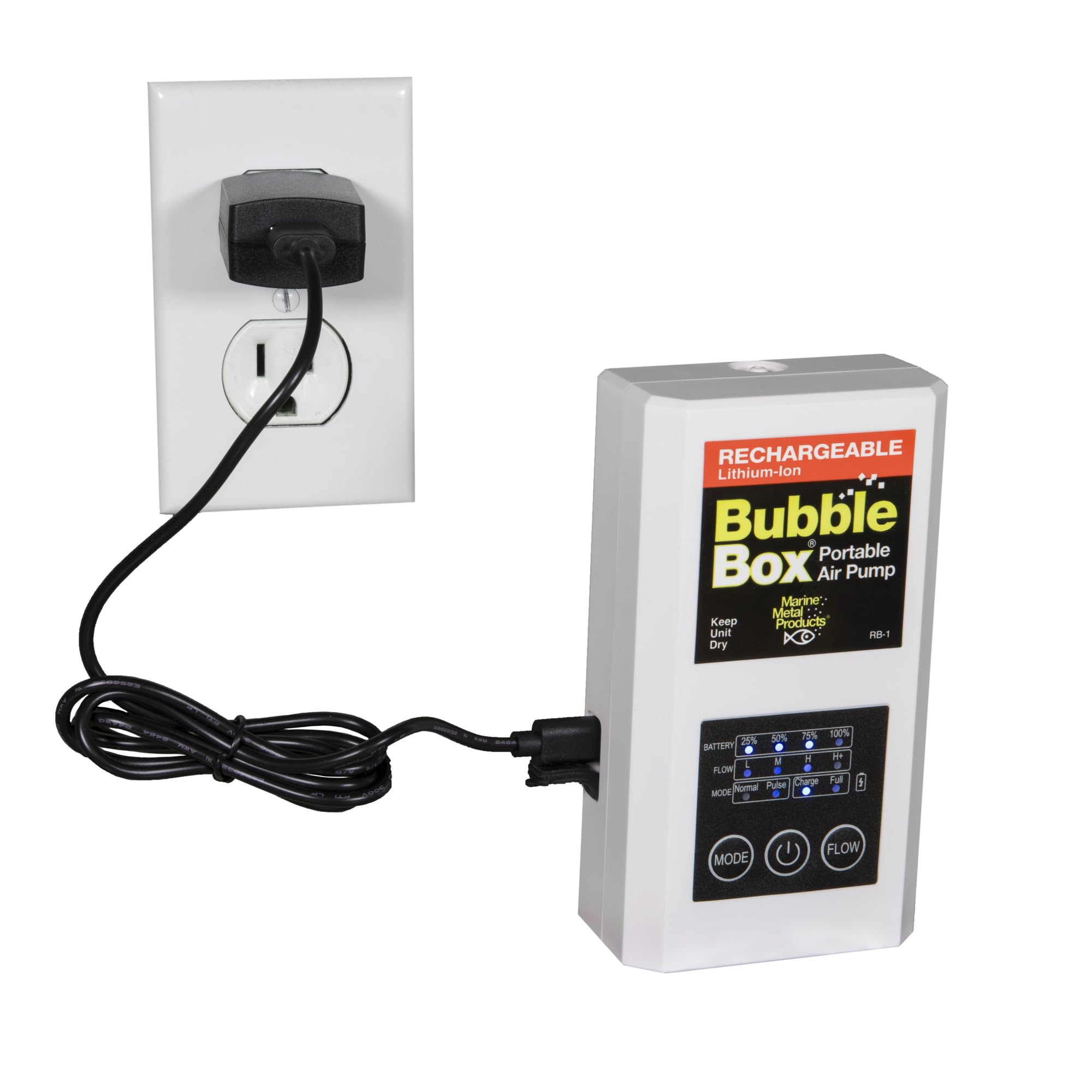 RB-1 indicator lights displaying battery life, air flow, mode and charging