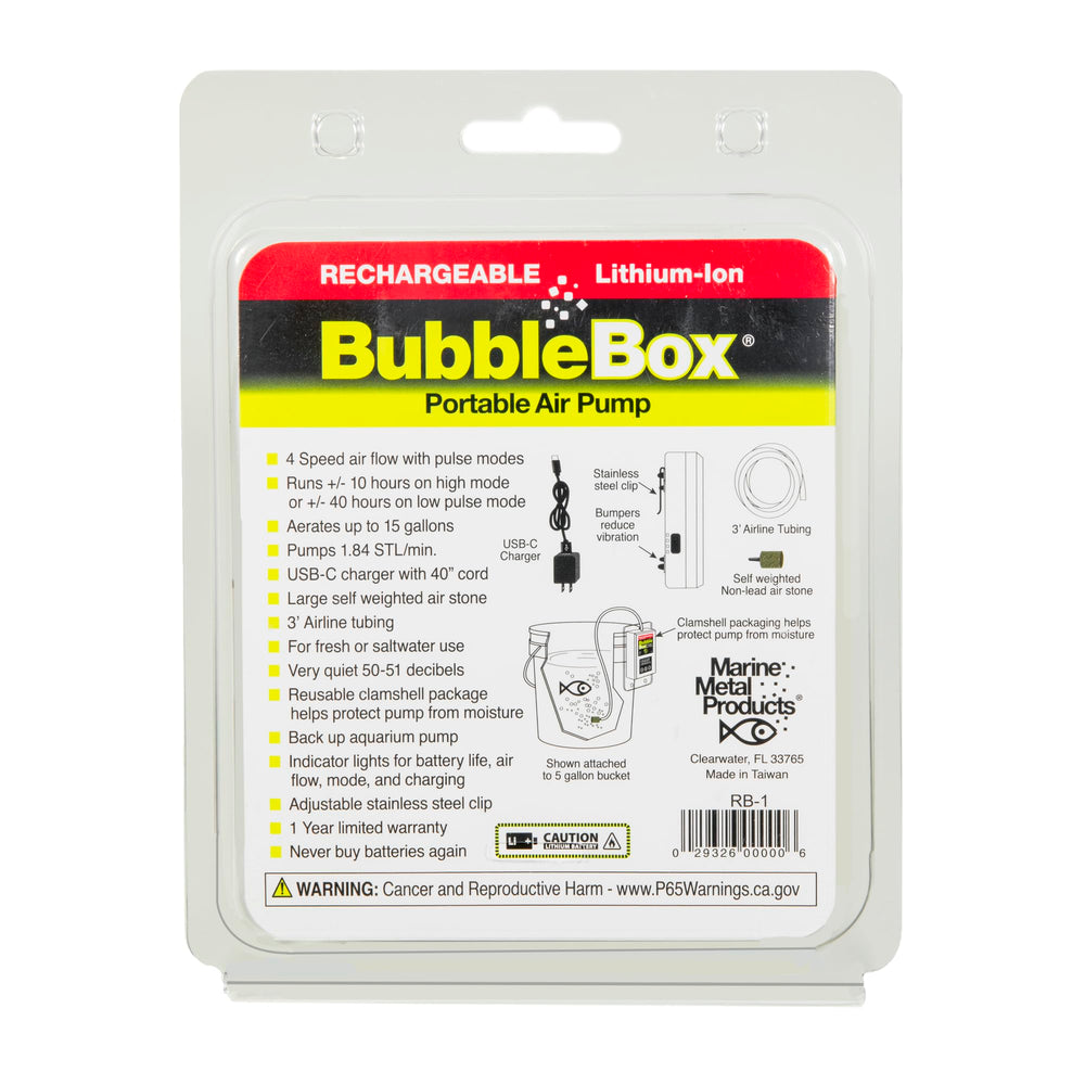 Marine Metal RB-1 Bubble Box dry box lid protecting the pump from splashes.