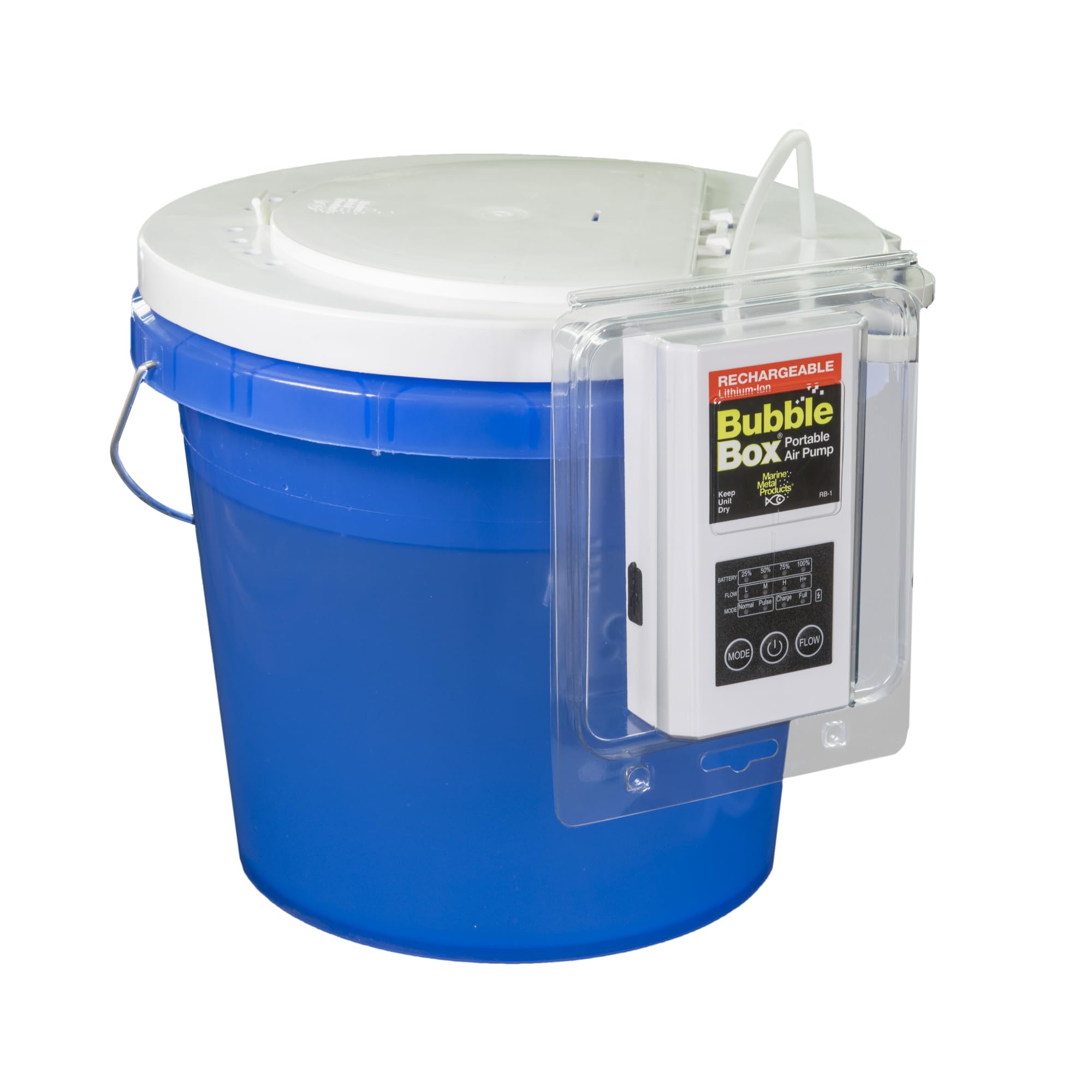 Marine Metal RB-1 Bubble Box operates quietly for discreet fishing sessions.