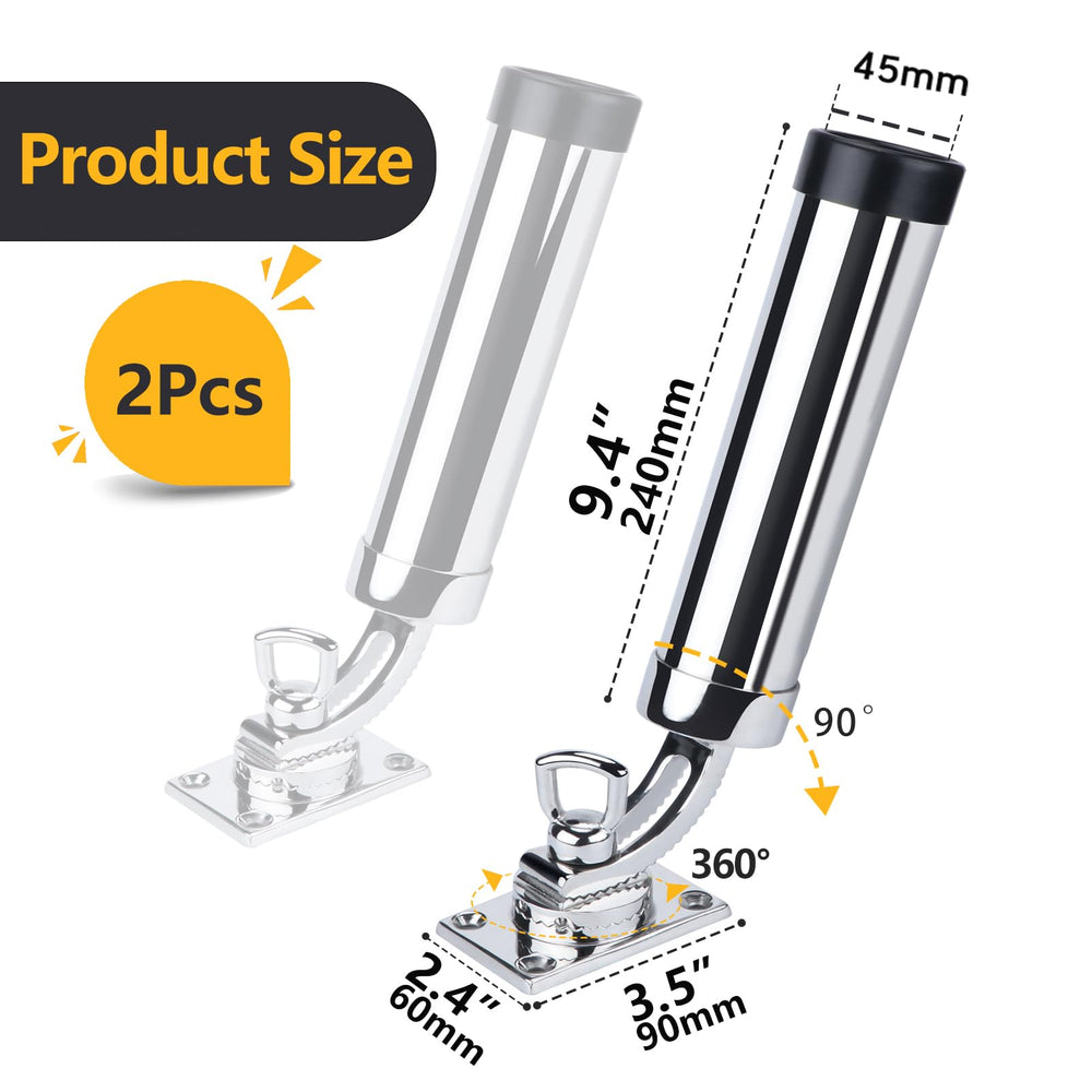 Close-up of marine-grade 316 stainless steel rod holder