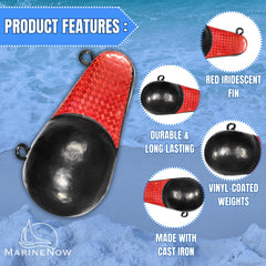 MarineNow downrigger oval with fin design improves straight-line trolling and reduces twists.