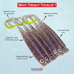 Marker 54 Trout Ticklr durable TPE construction resists bites and wear