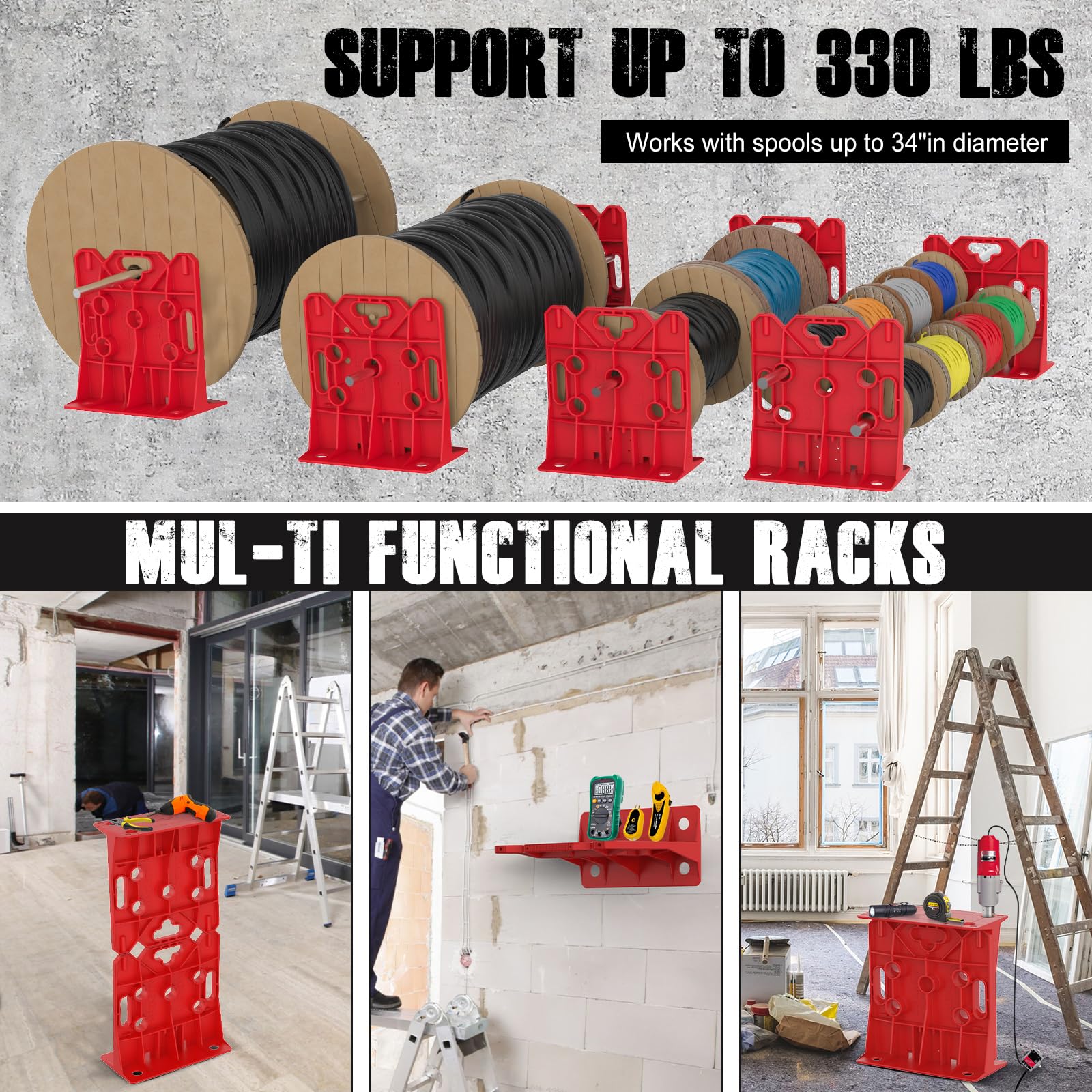 MarketTY multi-purpose wire dispenser red angle shot showcasing sturdy HDPE build.