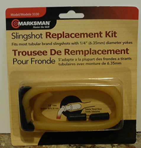 Marksman slingshot replacement kit closeup showing durable yoke connection for tubular models
