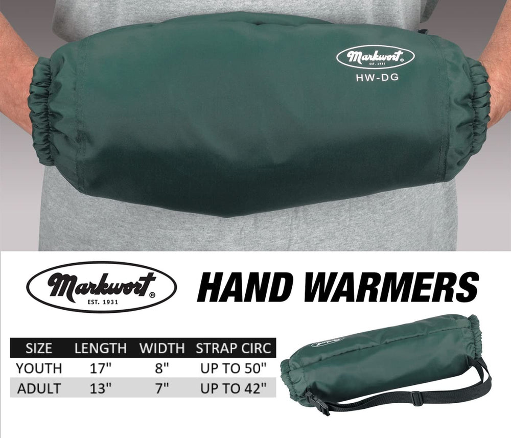 Markwort adult hand warmer royal blue, back view showing pocket for optional hot packs