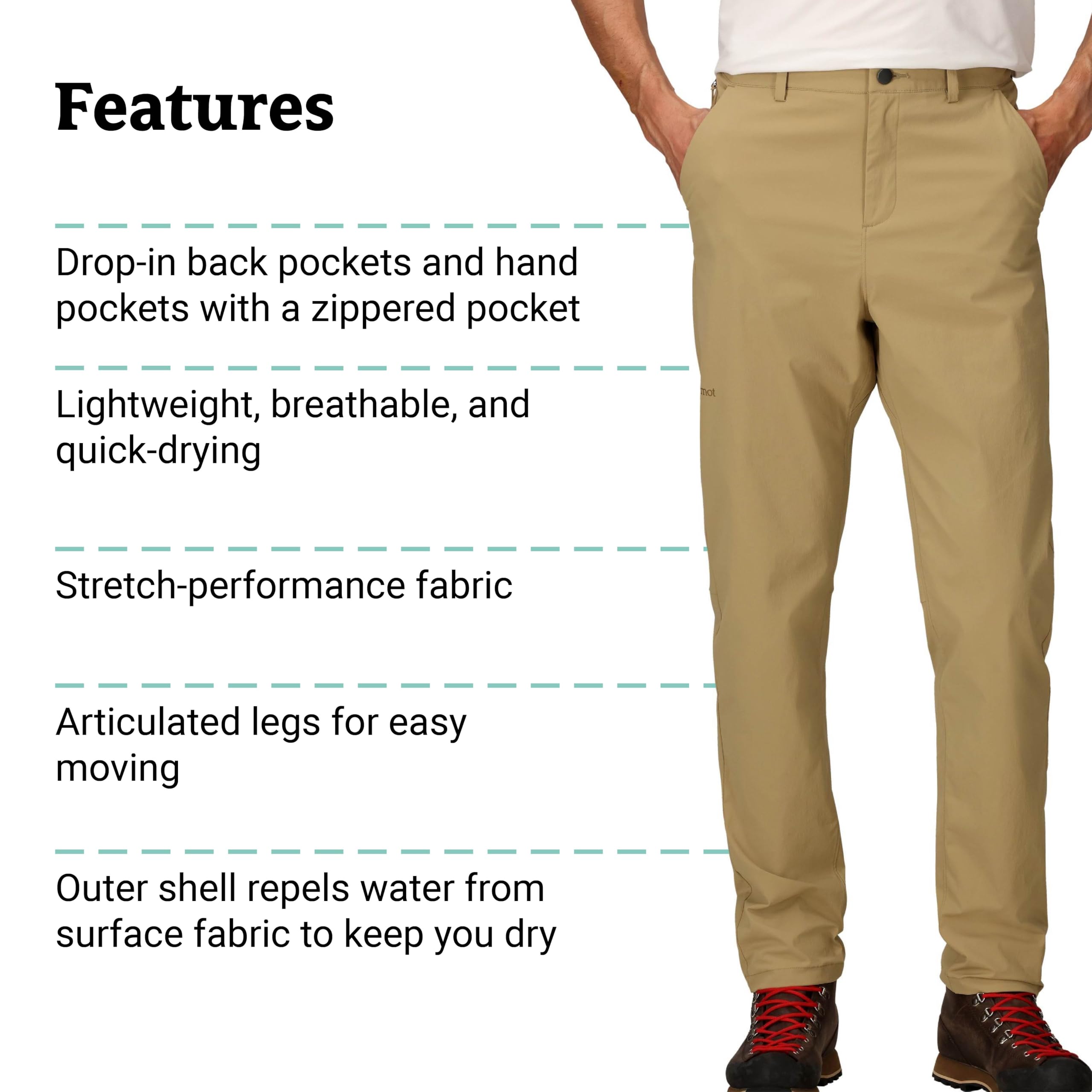 MARMOT Arch Rock Pant Shetland DWR finish repels light rain.