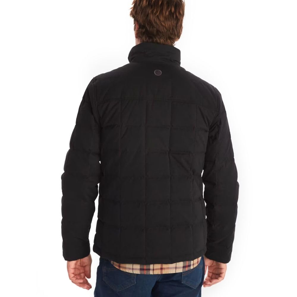 MARMOT Burdell Jacket, black LG back view, compact and packable for travel