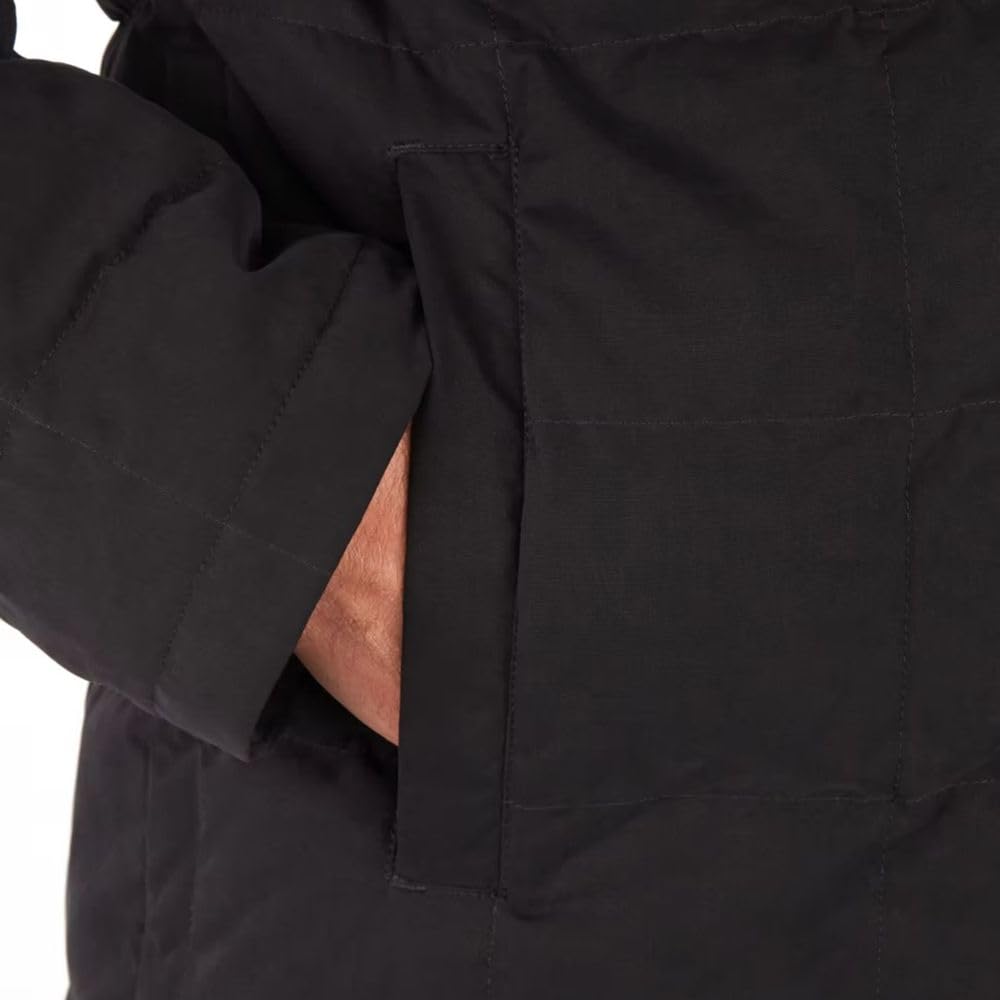 MARMOT Burdell Jacket, black LG, packable-in-pack view for travel readiness