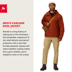 MARMOT Cascade hood adjustable demonstrates weather-ready head coverage.
