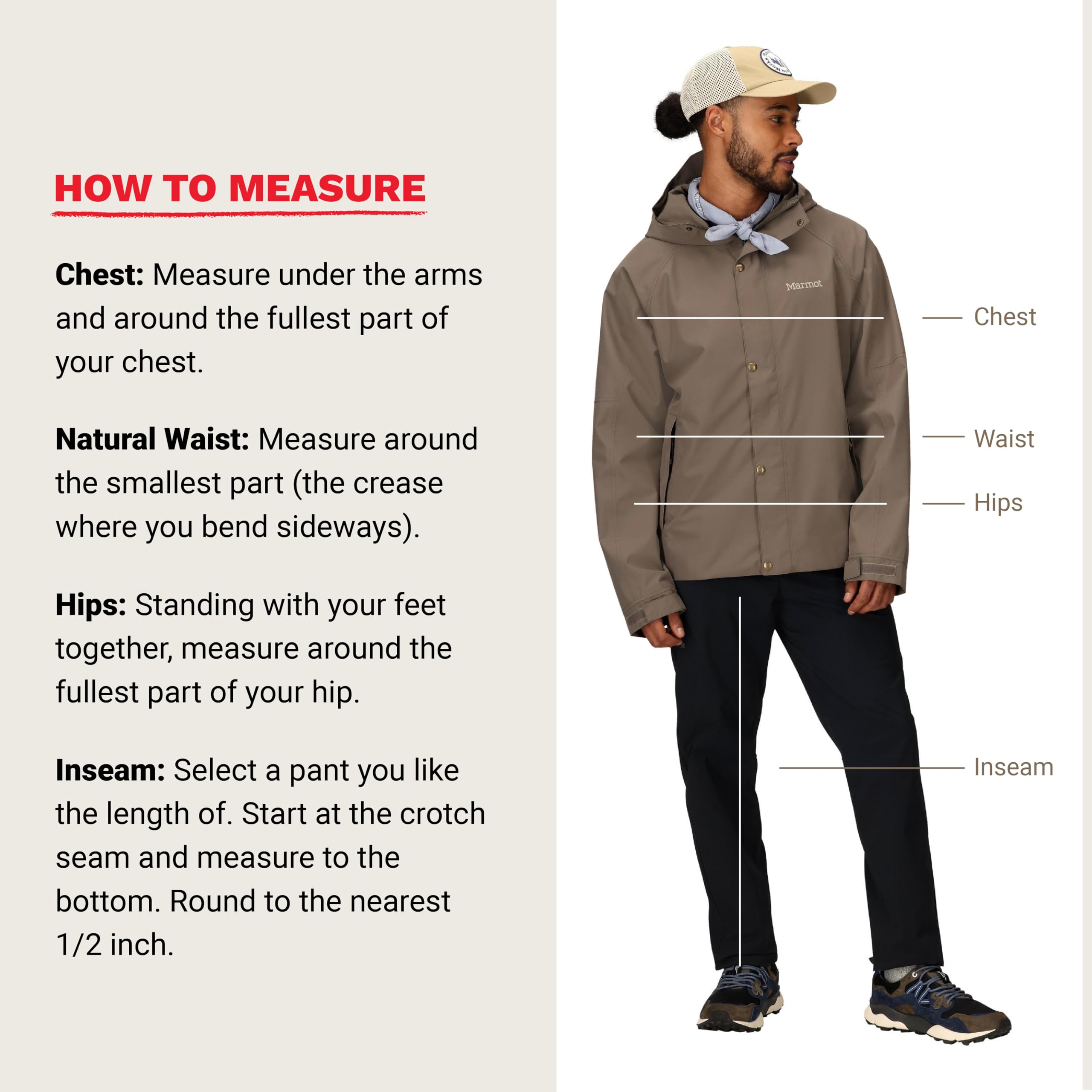 Marmot Cascade Velcro cuffs and drawcord hem customize warmth and wind protection