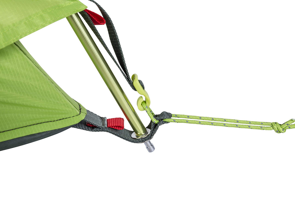 Marmot Crane Creek clip system enables quick setup and reliable pole alignment.