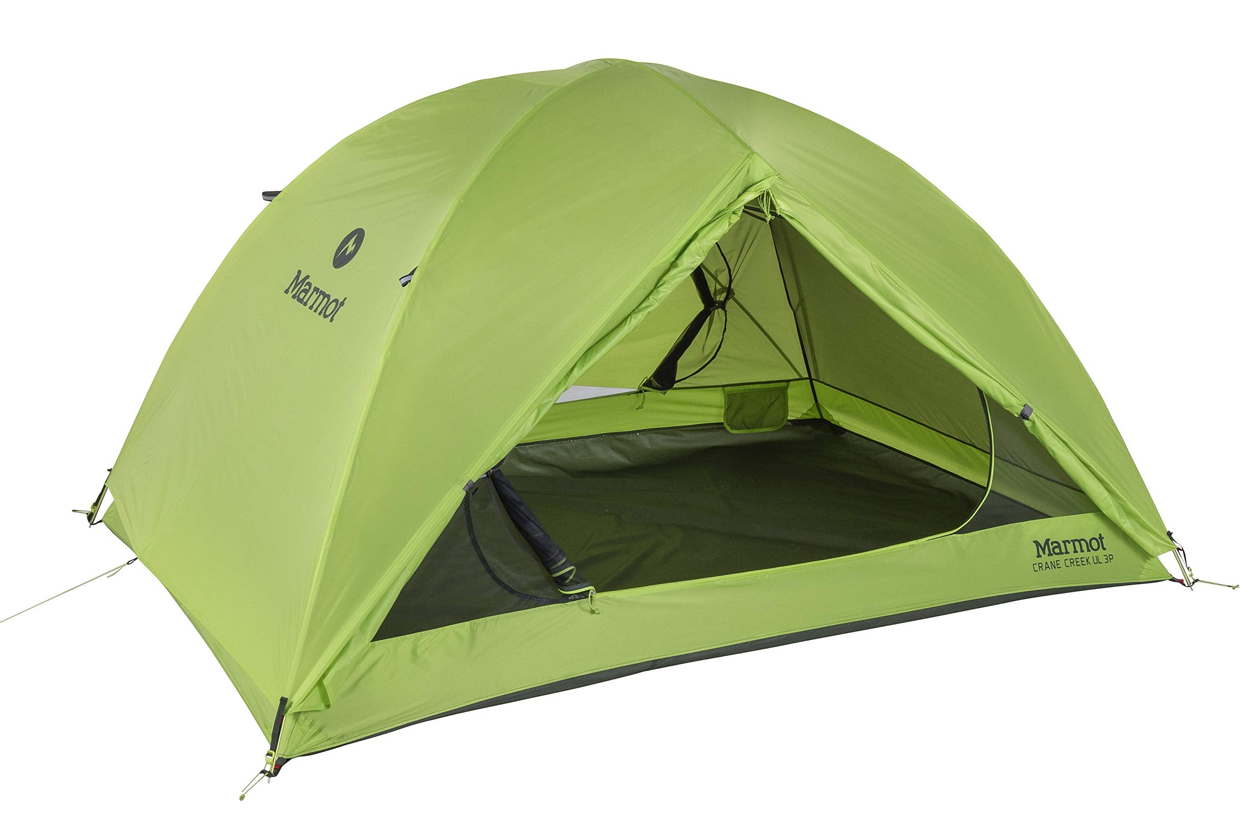 Marmot Crane Creek tent entry doors demonstrate easy access after a long hike.