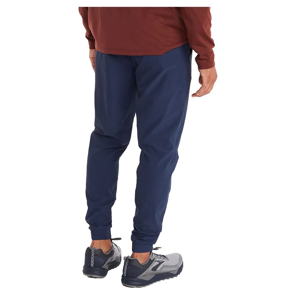 Marmot Elche Joggers Arctic Navy side view with adjustable waistband for secure fit