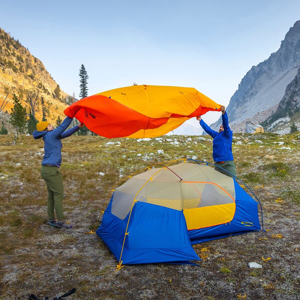Marmot Limelight Tent seam-taped floor prevents pooling on damp ground