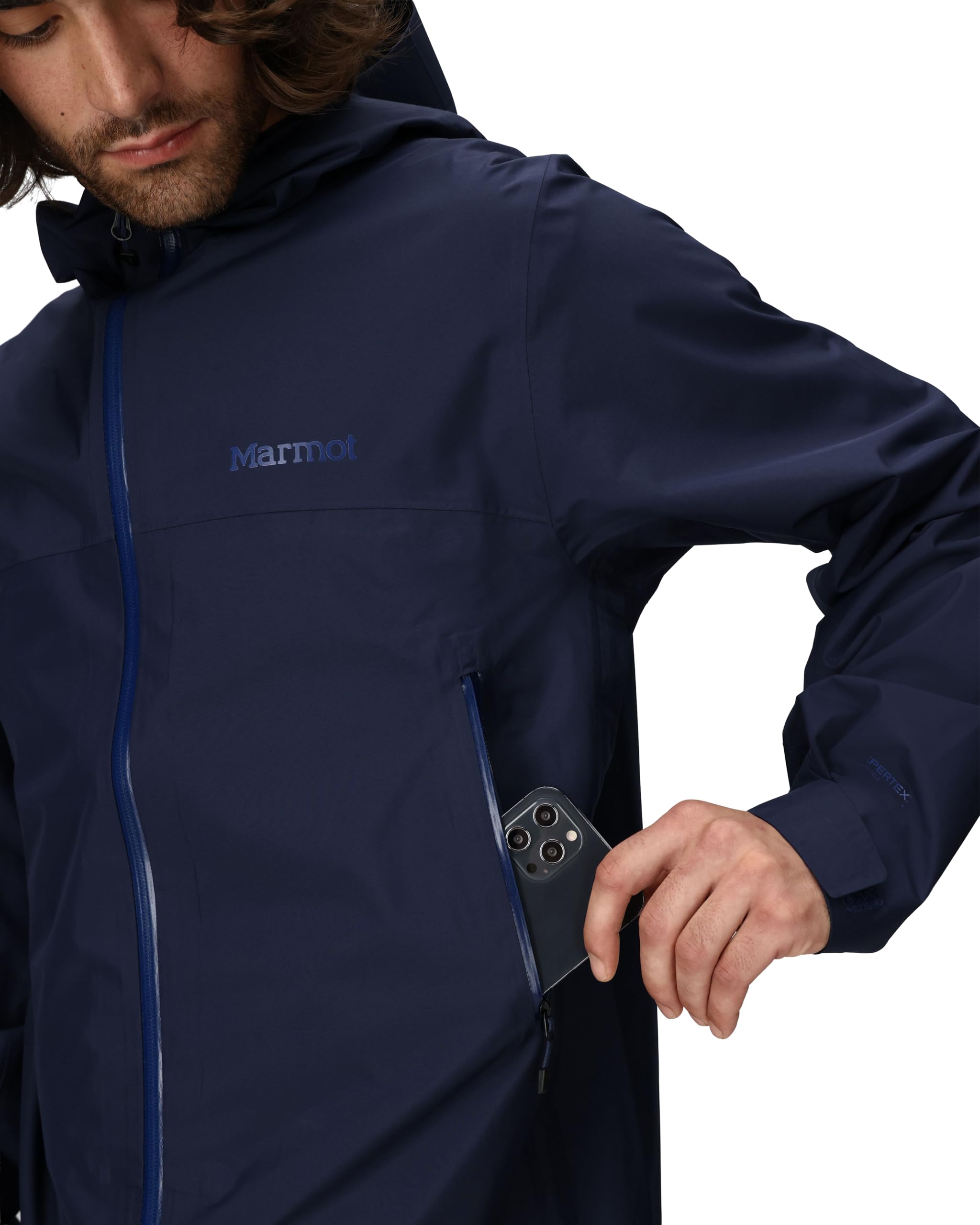 Marmot Minimalist Pertex Jacket cuffs with hook-and-loop offer a snug seal against wind.