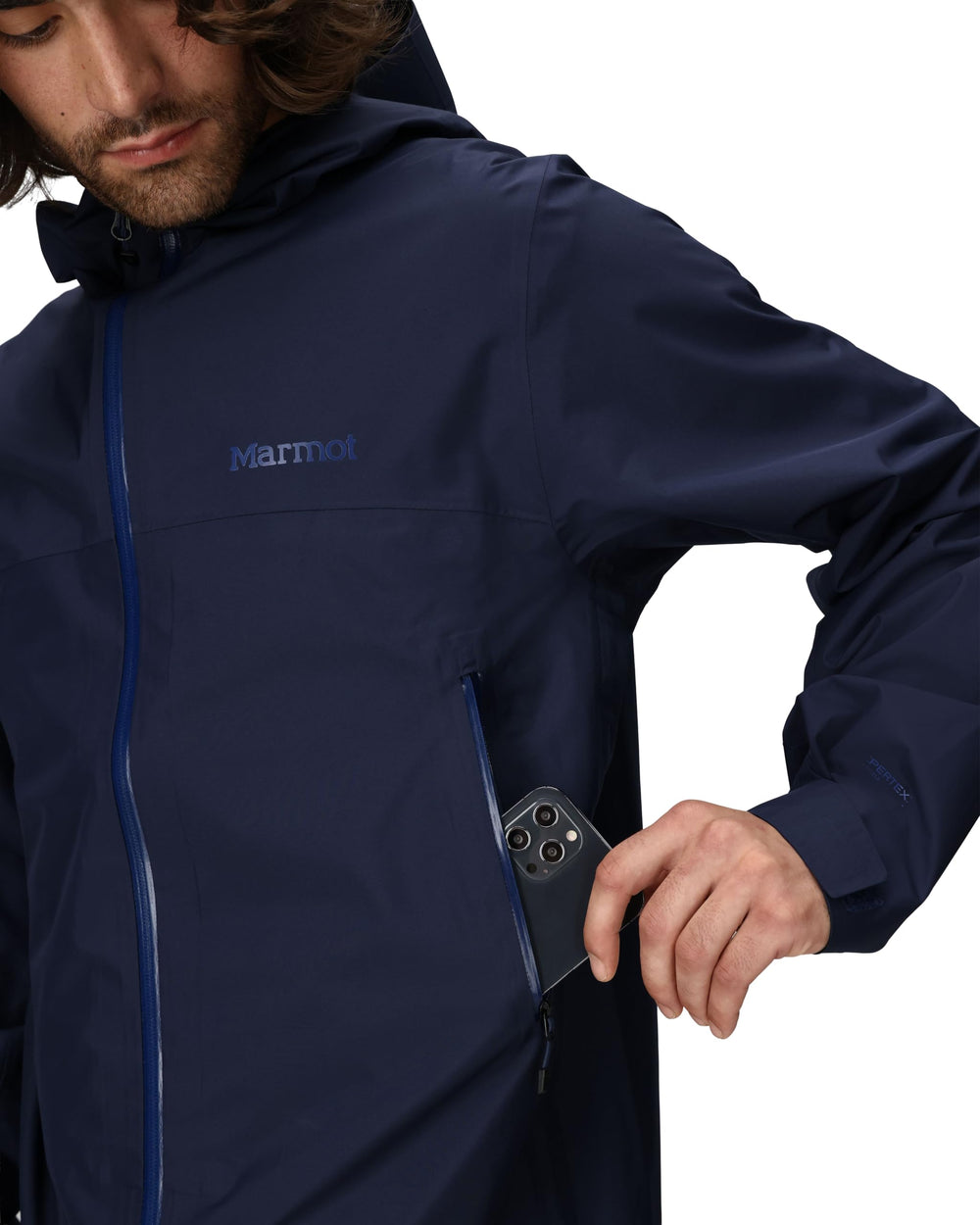 Marmot Minimalist Pertex Jacket cuffs with hook-and-loop offer a snug seal against wind.