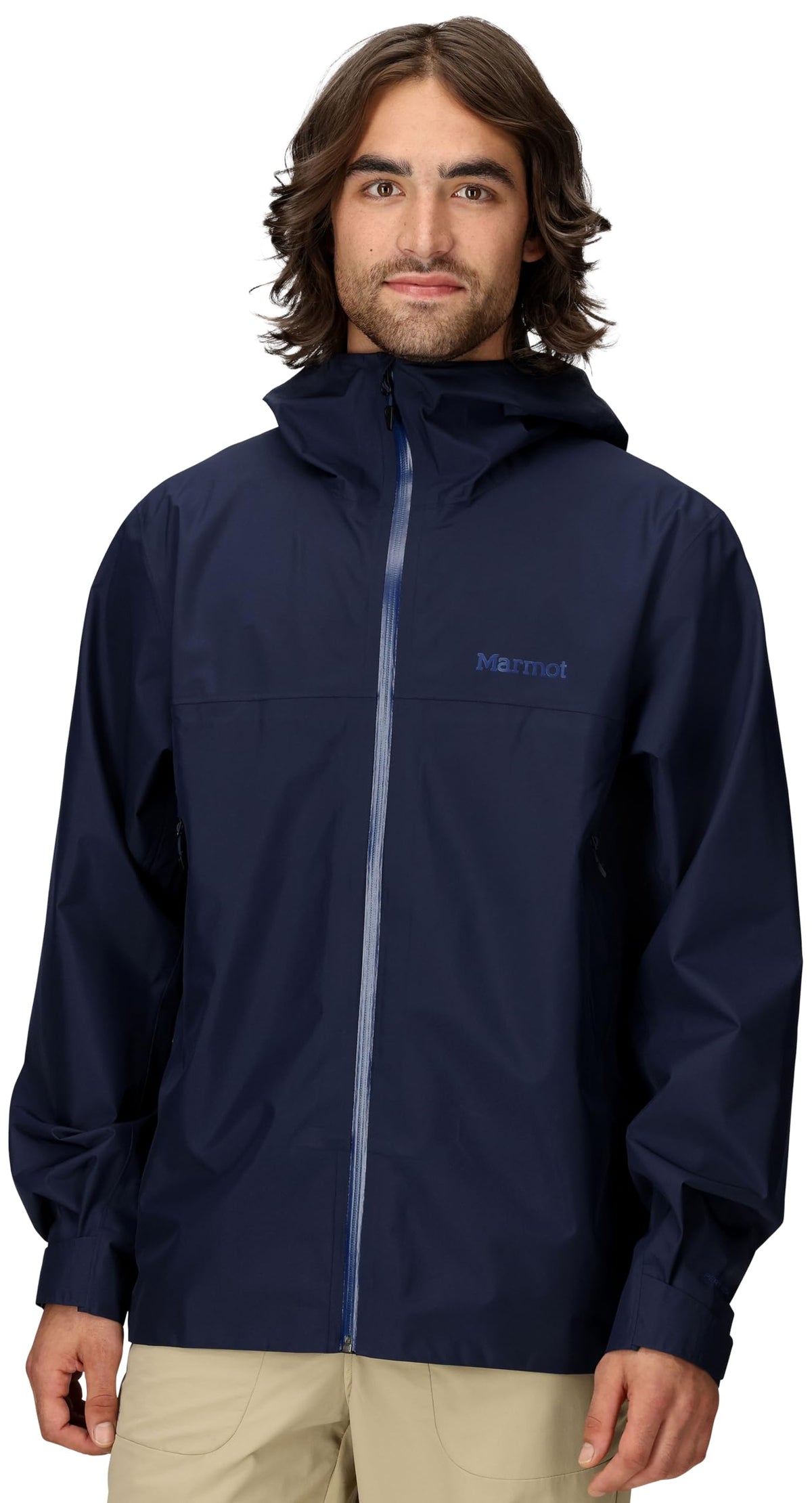 Marmot Minimalist Pertex Jacket hood view shows adjustable coverage for sudden downpours.