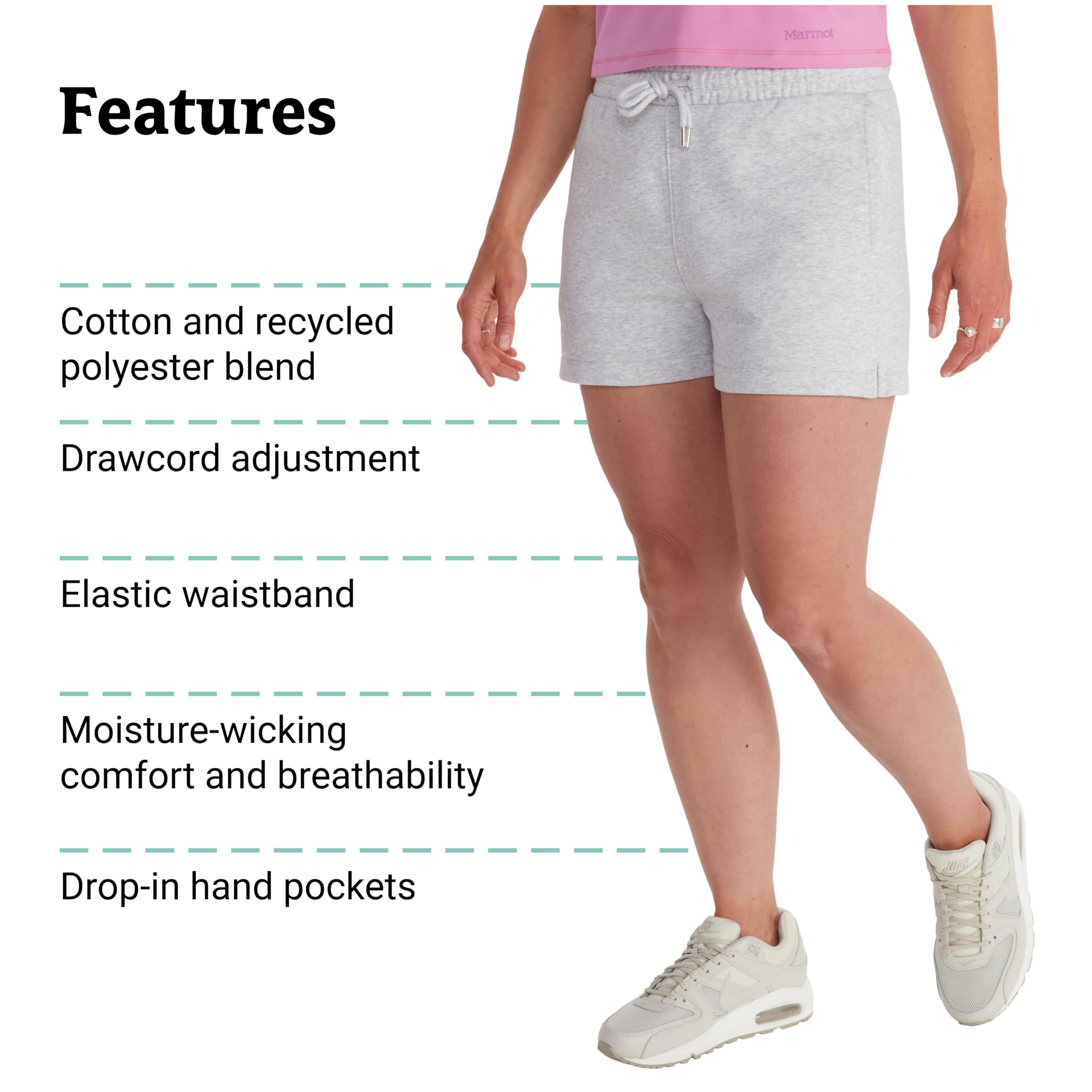 MARMOT Peaks Short fabric texture emphasizing moisture-wicking comfort