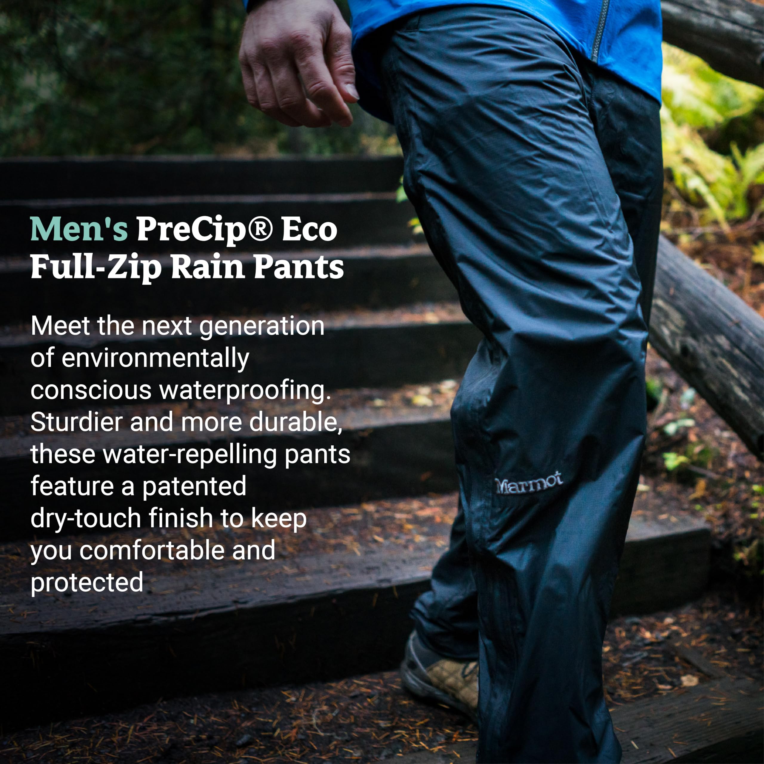 MARMOT PreCip Eco ankle zipper detail for easy on/off over footwear