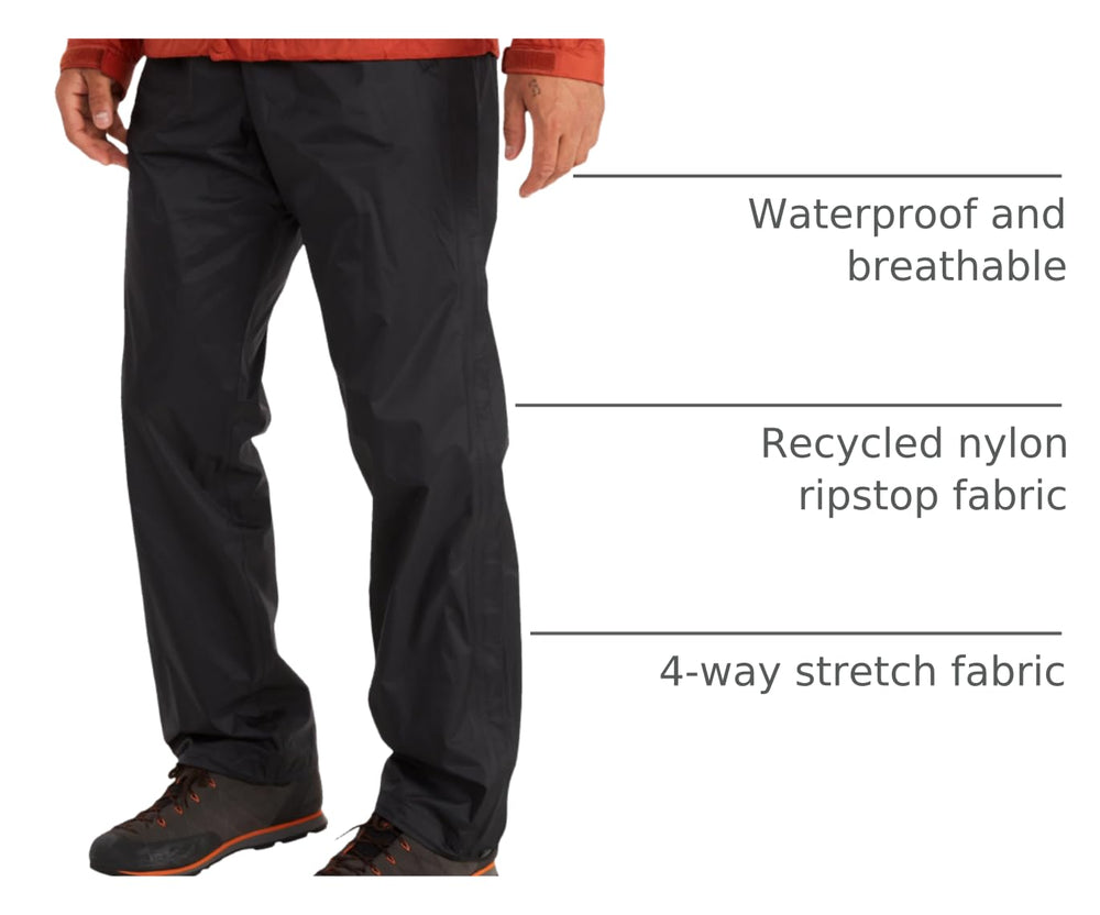 MARMOT PreCip Eco Full Zip Pant black side pocket view with sealed zippers