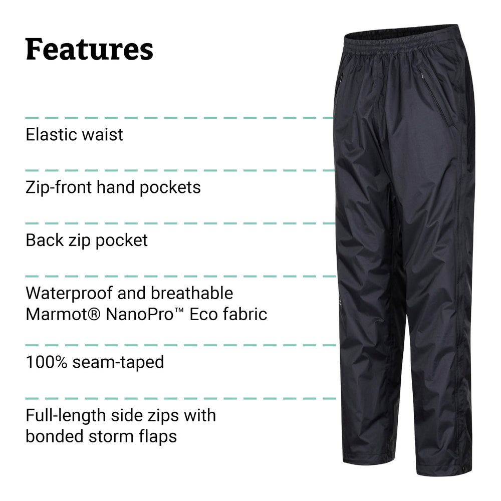 MARMOT PreCip Eco Full Zip Pant folded into pack for packability
