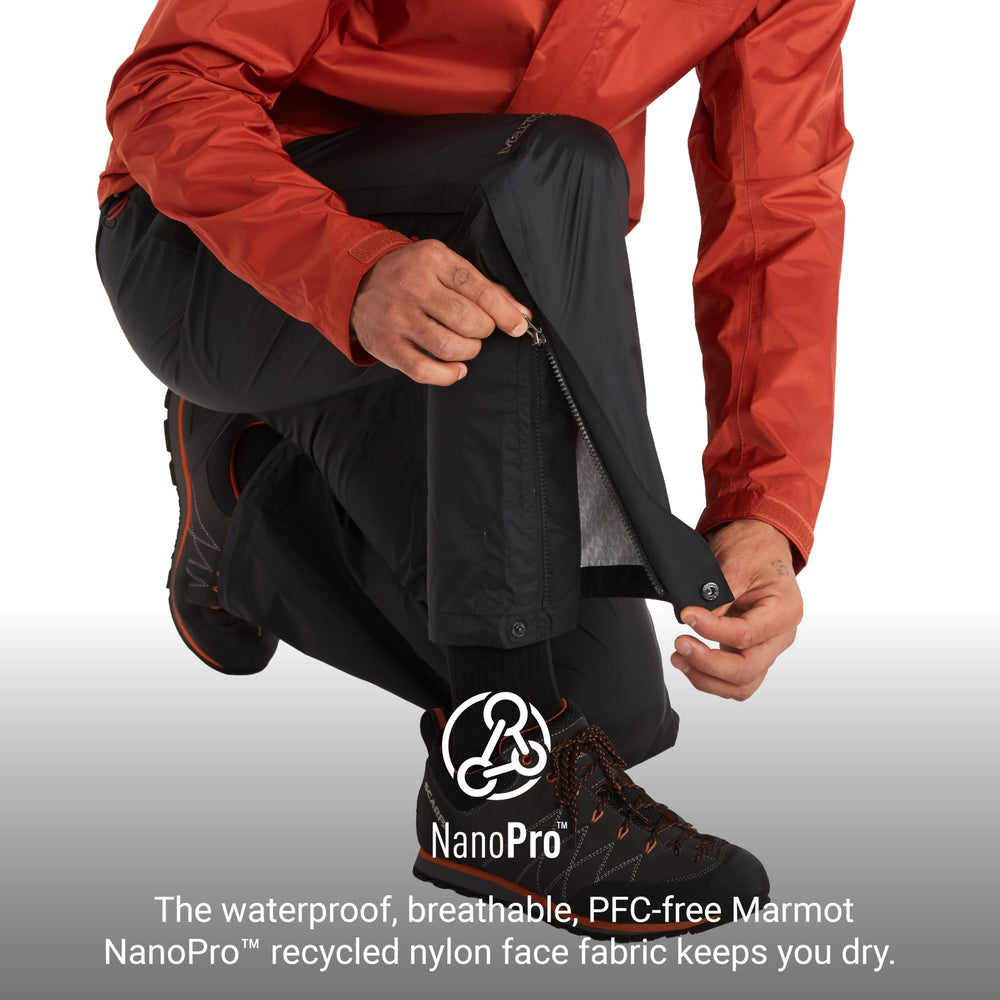MARMOT PreCip Eco knee articulation demonstrates full range of motion
