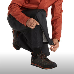 Marmot PreCip Eco pants show four-way stretch for easy movement on rugged terrain.