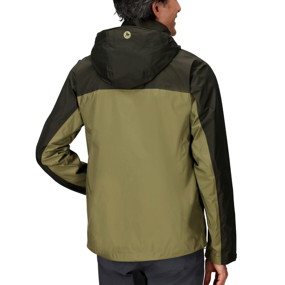 MARMOT PreCip Eco rain jacket back view shows full-coverage weather protection.