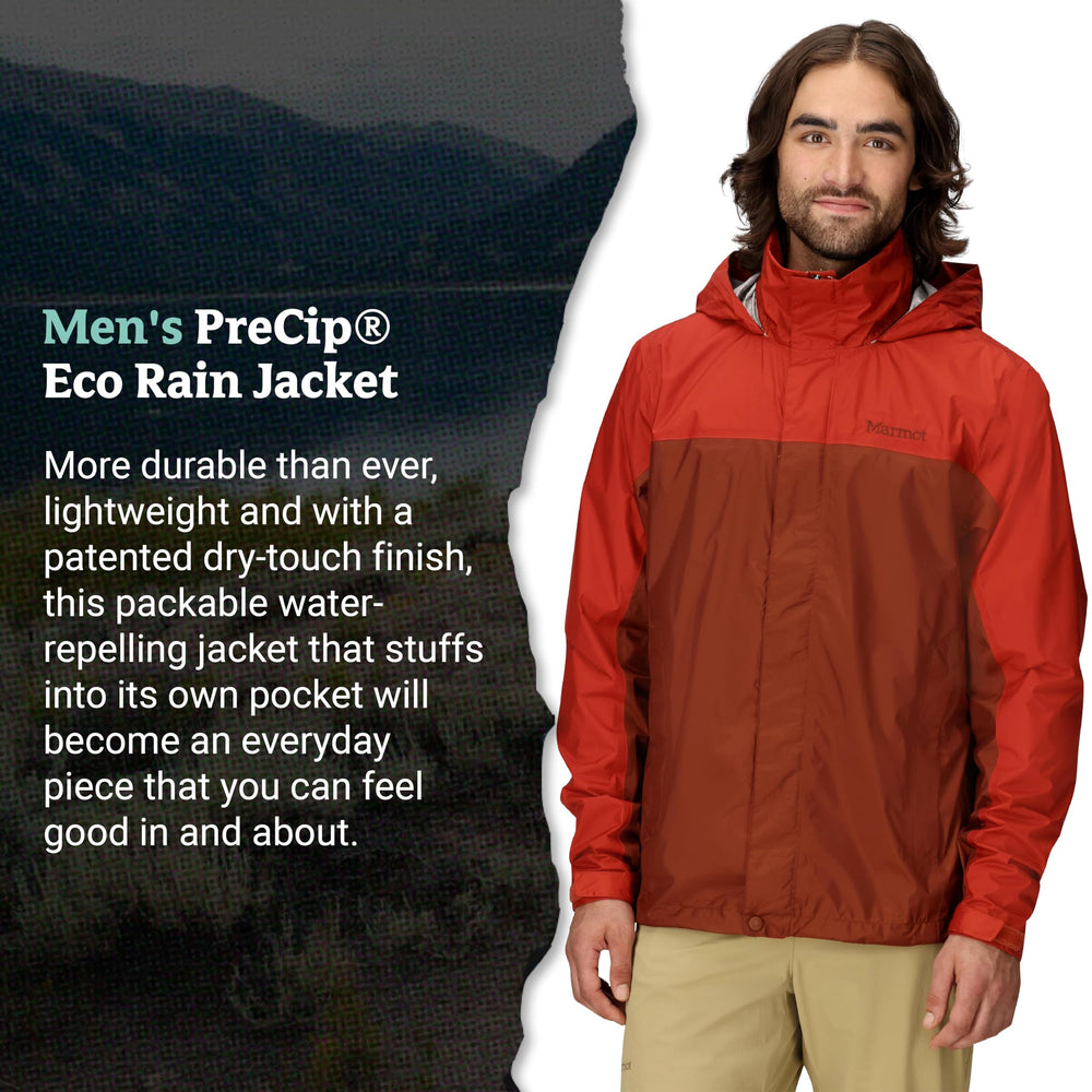 Marmot PreCip Eco rain jacket packable into its own pocket for travel