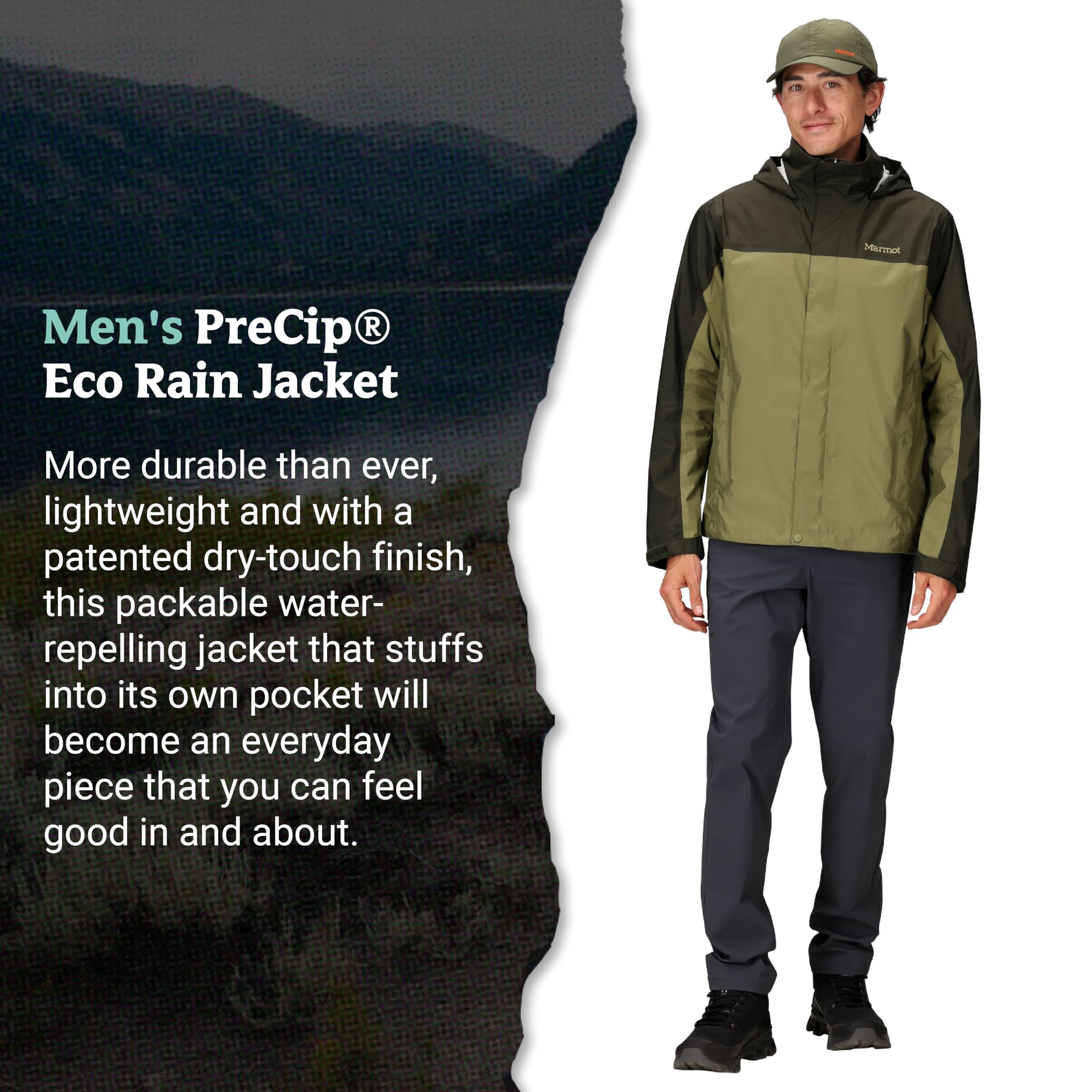 MARMOT PreCip Eco rain jacket zippered pockets secure small items.
