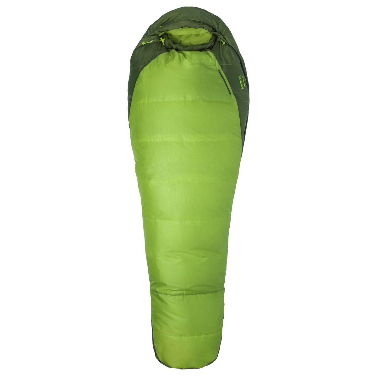 Marmot Trestles 30 left-zip sleeping bag in Green Lichen offers easy access