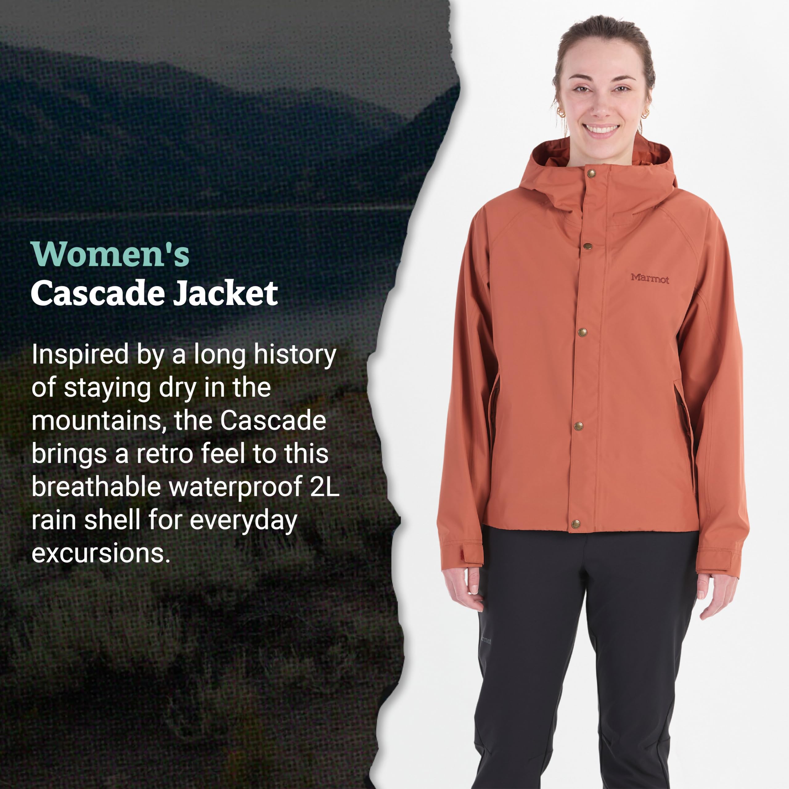 MARMOT Women's Cascade hood open for venting and visibility