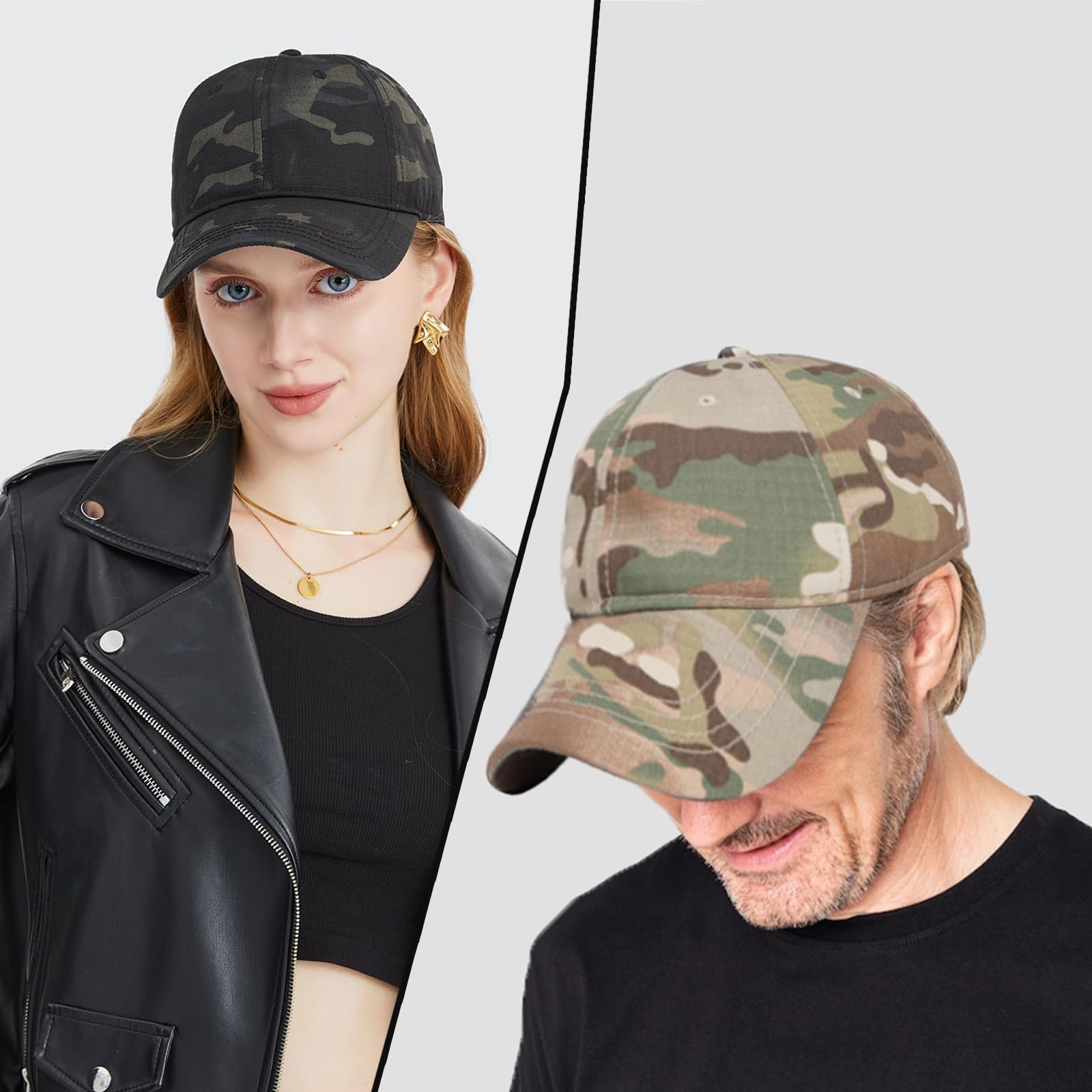 Unisex Marrhorvk camo cap worn outdoors for sun protection