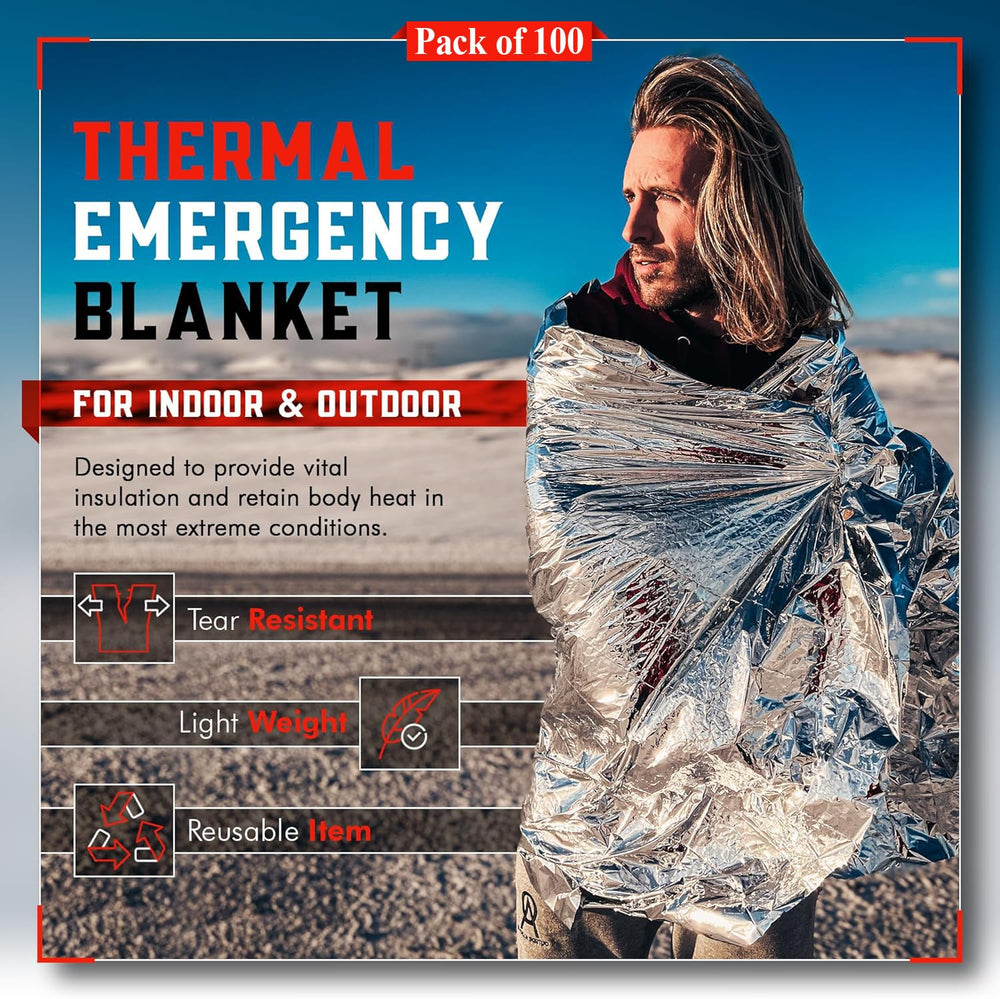 Mart Cobra emergency blanket foil Mylar material provides heat-reflective warmth.