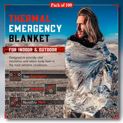 Mart Cobra emergency blanket foil Mylar material provides heat-reflective warmth.