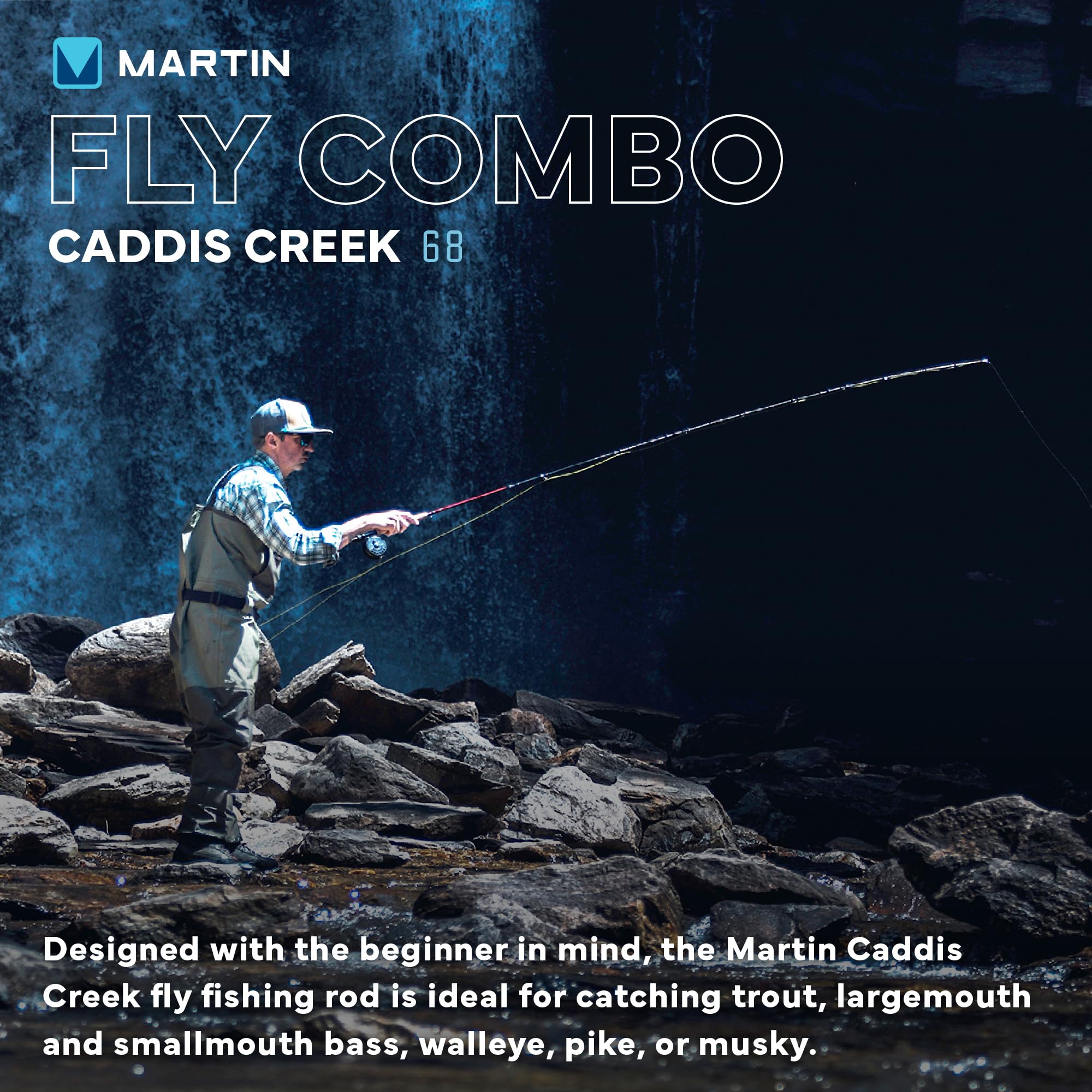 Close-up of fiberglass rod from Martin Caddis Creek combo