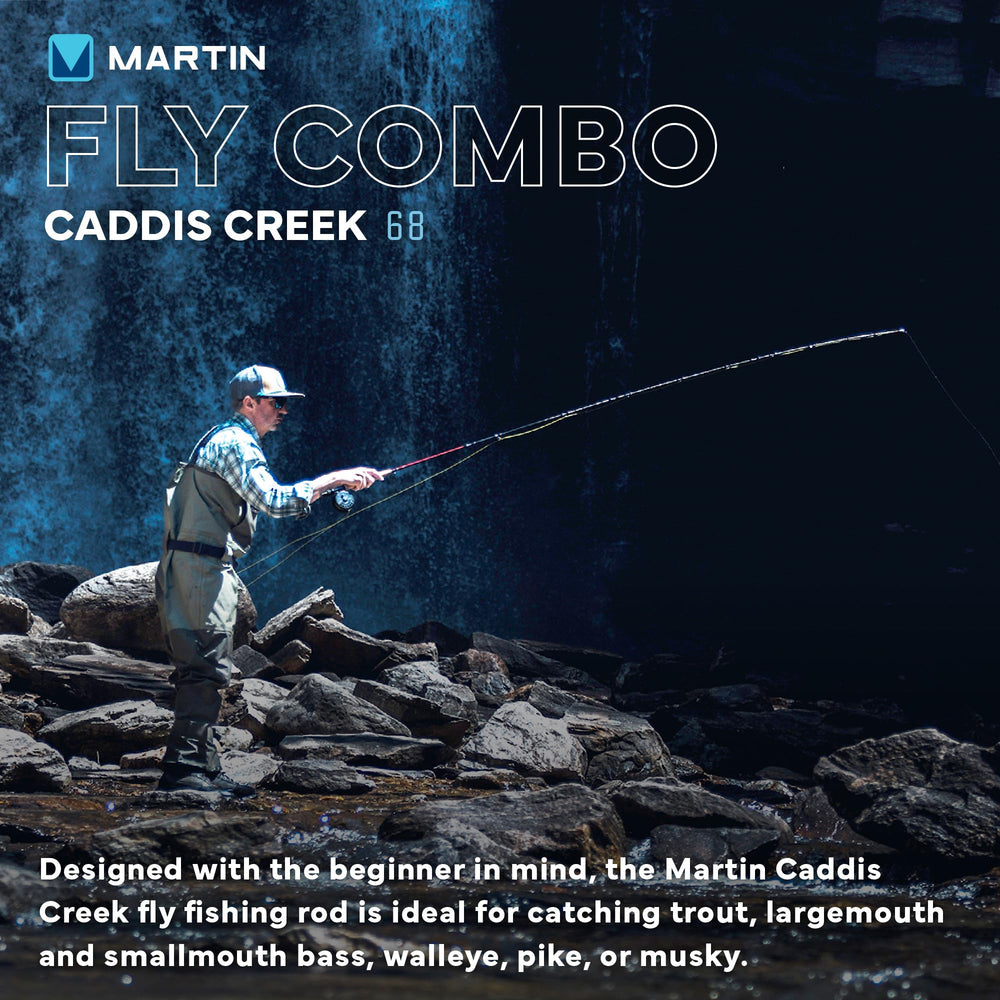 Close-up of fiberglass rod from Martin Caddis Creek combo