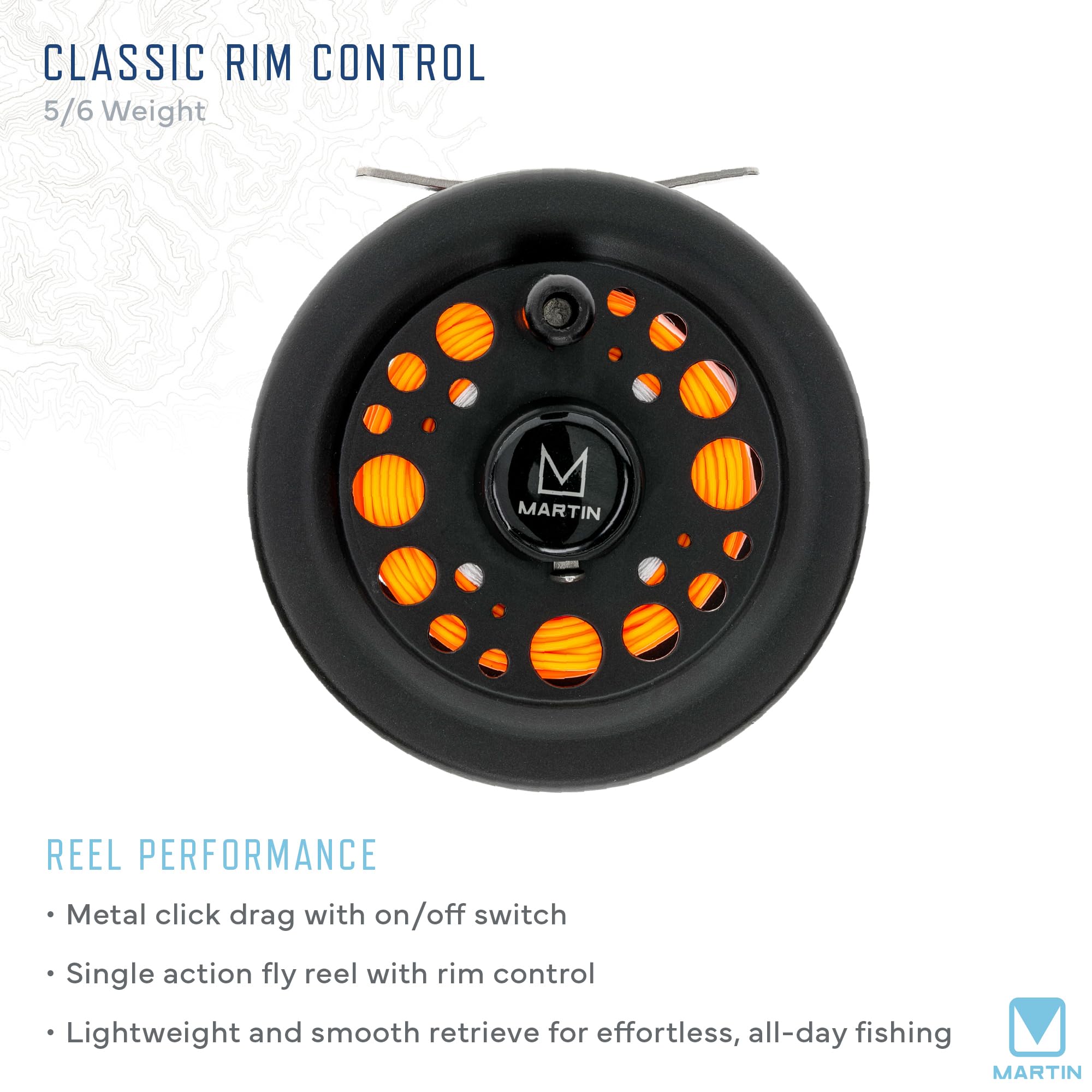Reel mounted on a 5-6 weight fly rod