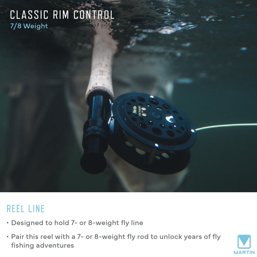 Martin Classic Rim Control reel loaded with 30 yards of 8-weight line and backing