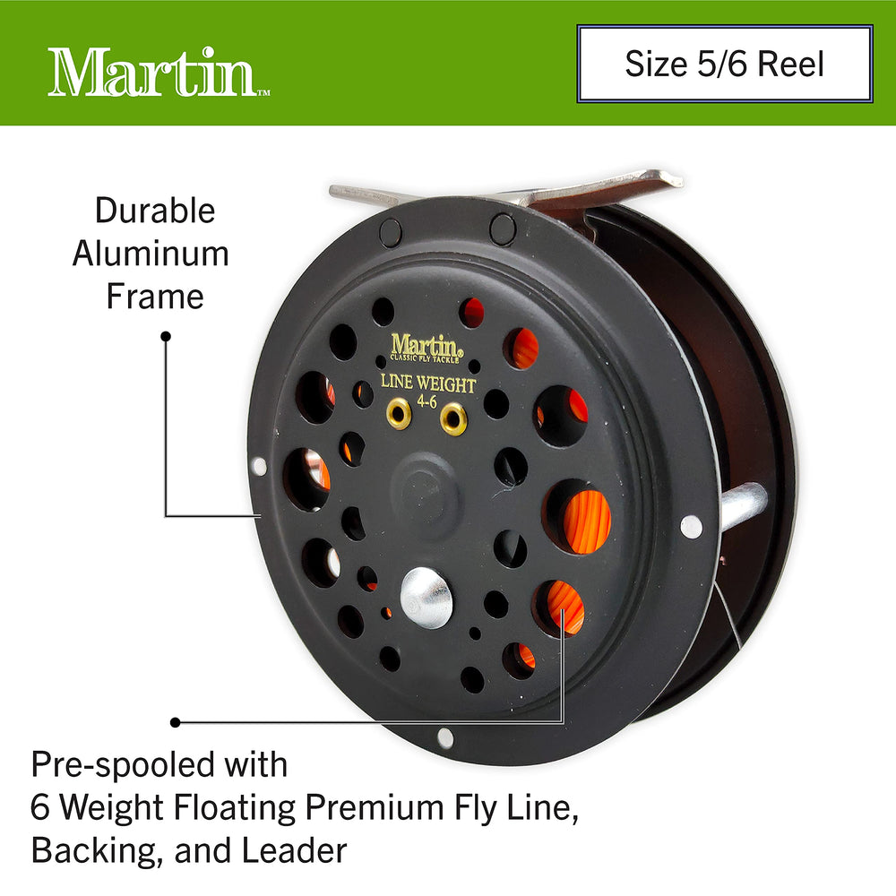 Martin Complete Fly Fishing Kit pre-spooled line ready to use.