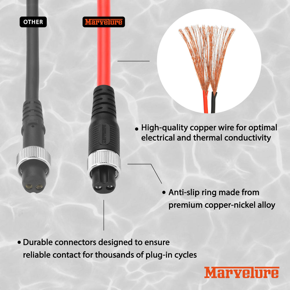 MARVELURE 10ft power cord cable for Shimano ForceMaster/BeastMaster reels in red