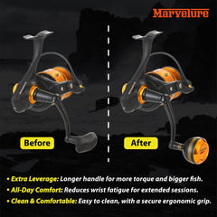 MARVELURE 2.56-inch longer handle enhances torque for bigger catches