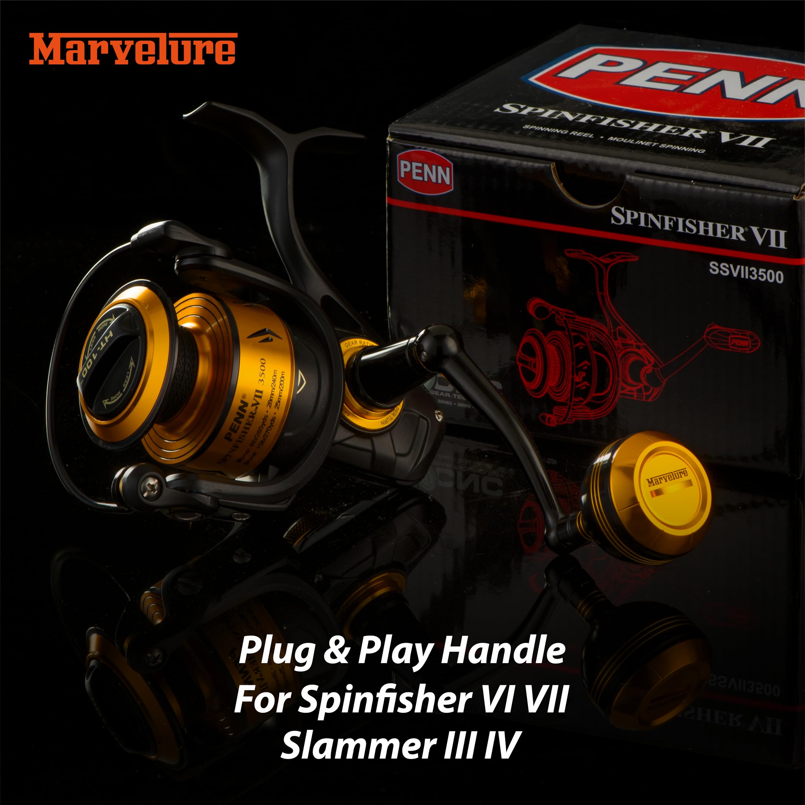 MARVELURE ergonomic knob provides comfortable grip during extended fishing sessions