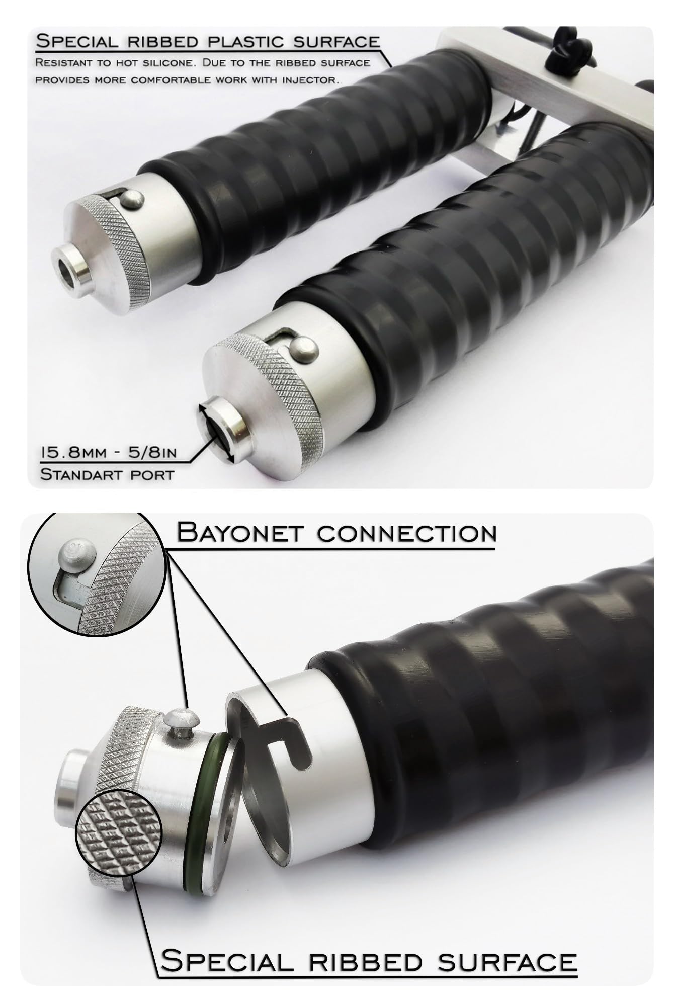 Maryllsmolds twin color injector in use for lifelike soft plastics
