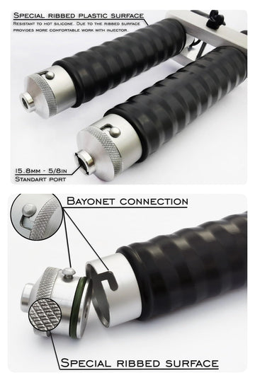 Maryllsmolds twin color injector in use for lifelike soft plastics
