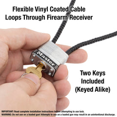 Braided steel cable with protective vinyl coating