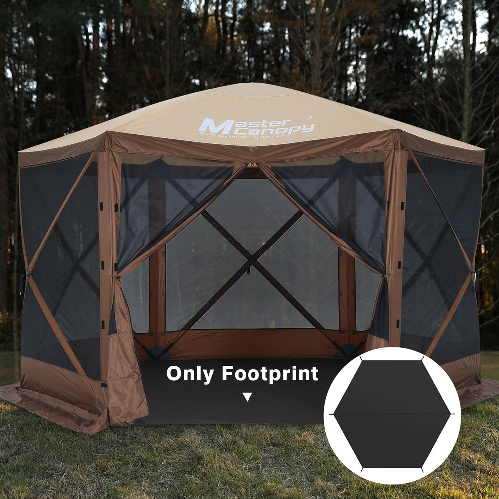 MASTERCANOPY 210D polyester surface withstands rainy camping trips.
