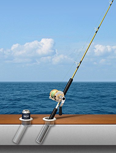 Mate Series 15° rod and cup holder in use on a boat, white finish