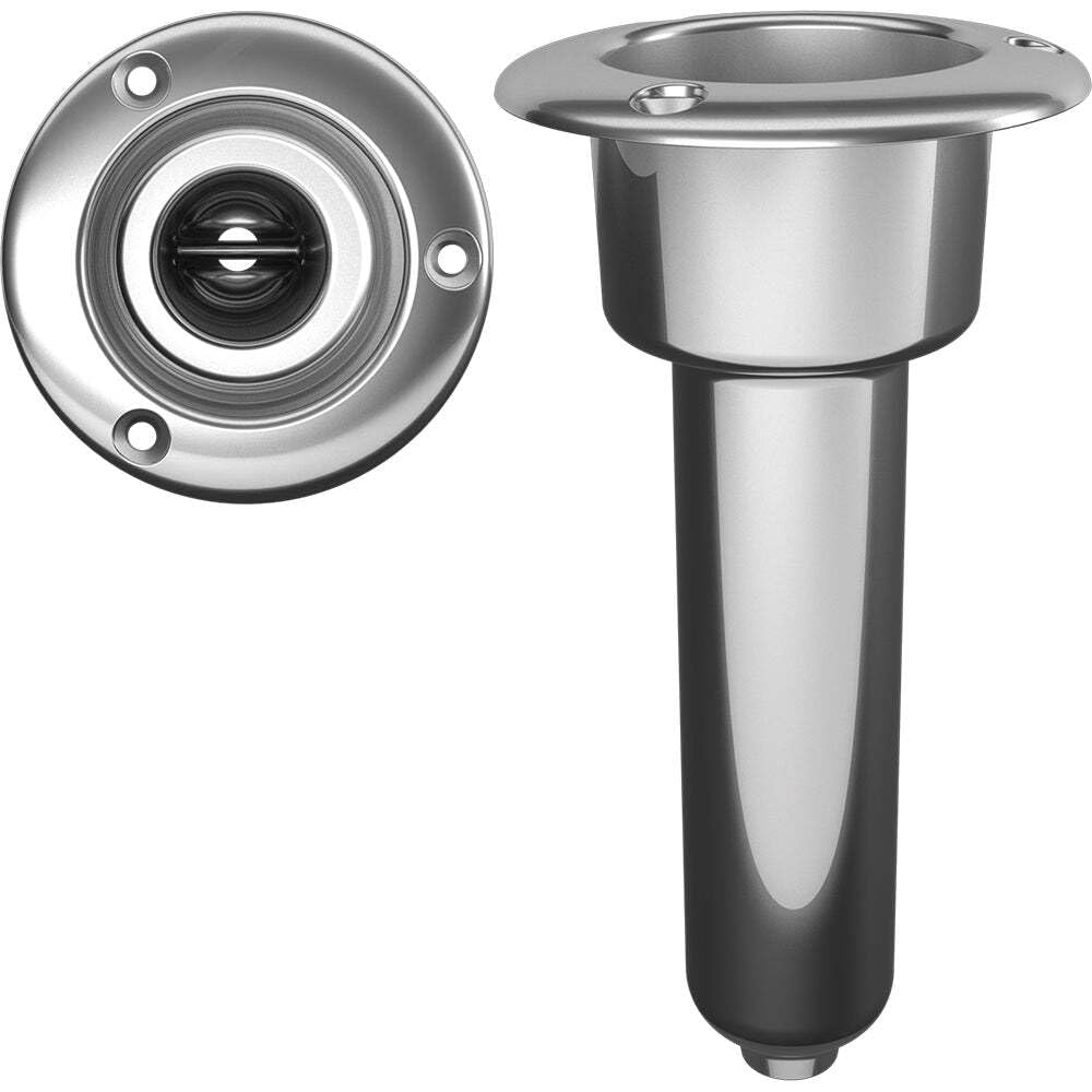 Mate Series stainless steel 0-degree rod and cup holder with drain for secure gear on deck
