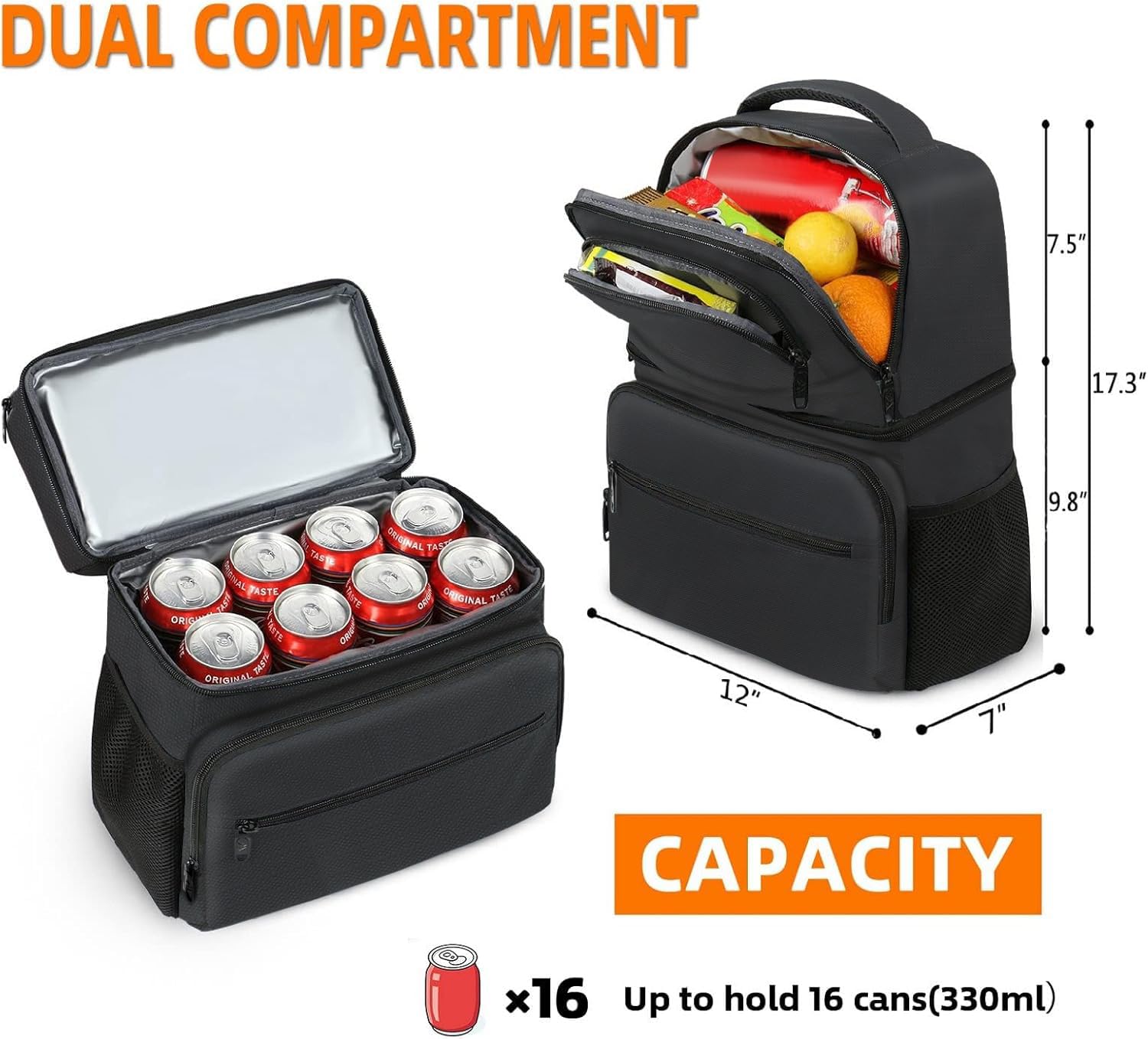MATEIN backpack cooler front pocket keeps utensils and plates neatly within reach.